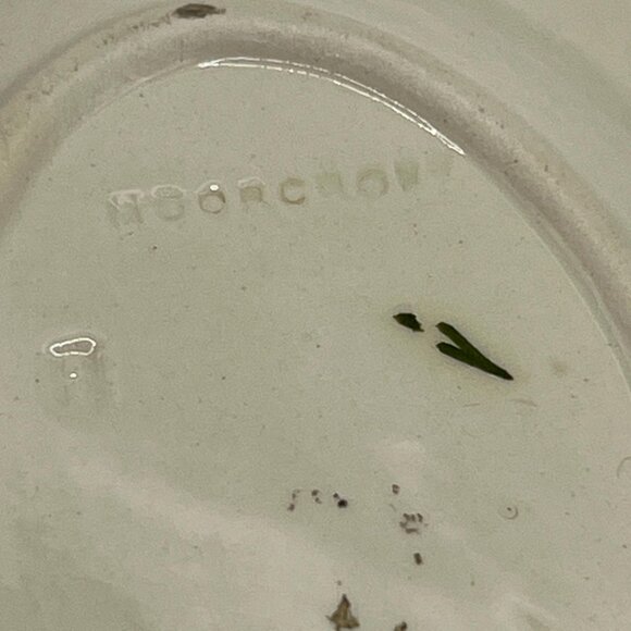 Rare Moorcroft cream with pink hibiscus oval ashtray. Signed. Made in England - Picture 8 of 8